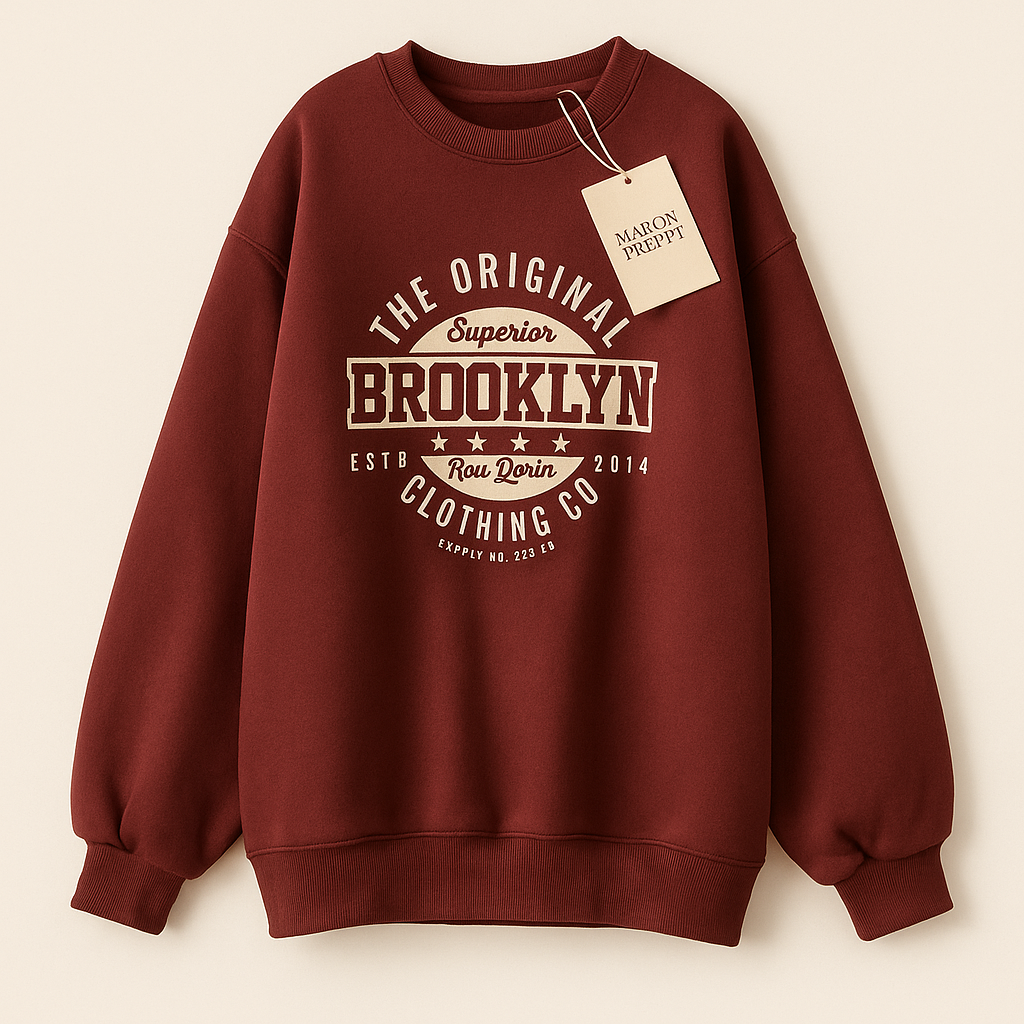 Sweatshirt gris oversize femme à imprimé lettrage, coupe ample et esprit campus décontracté | Maison Préppy