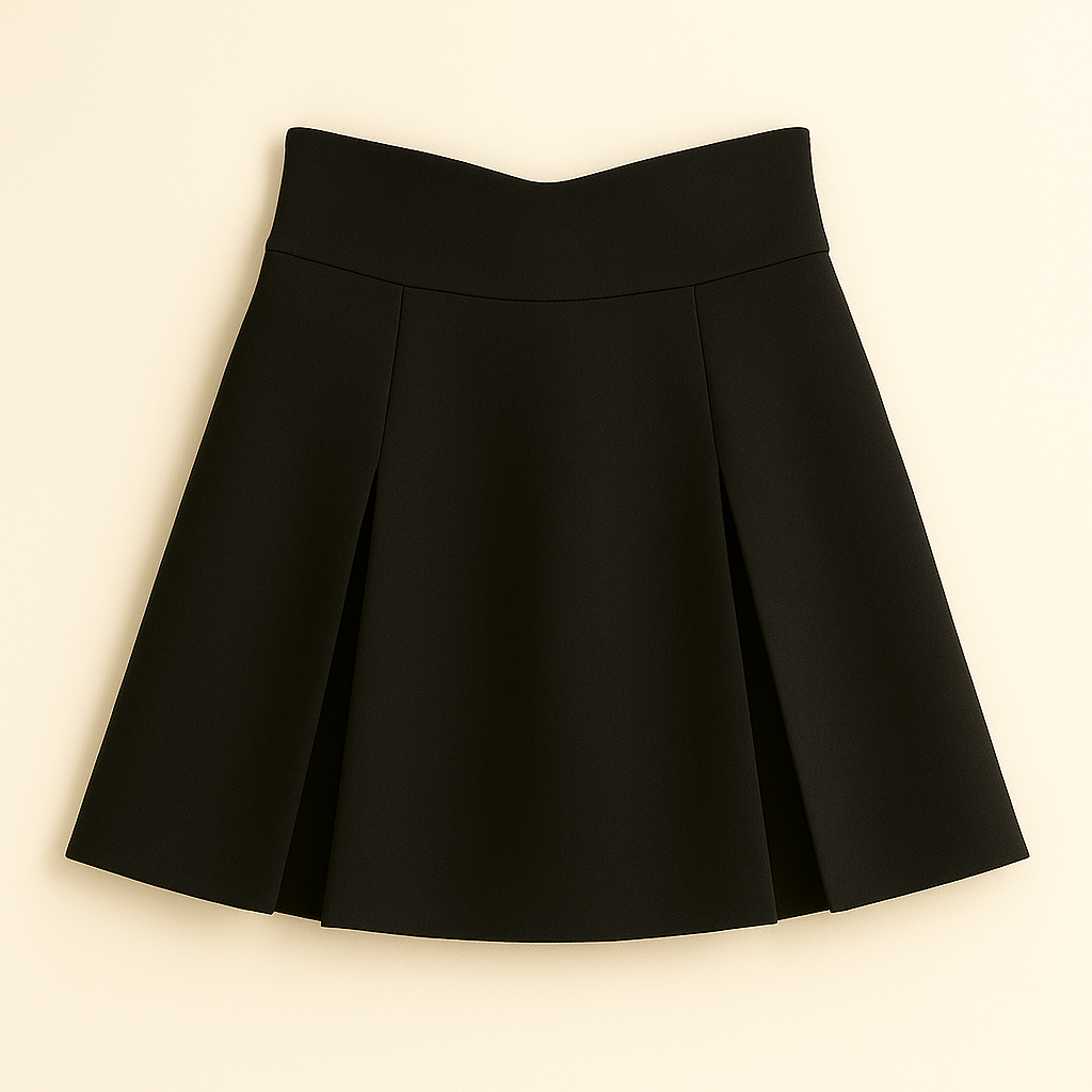 Jupe courte femme taille haute plissée coupe trapèze unie printemps été | Maison Préppy