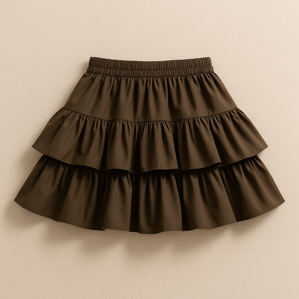 Jupe mini femme taille haute à volants unie coupe évasée estivale | Maison Préppy