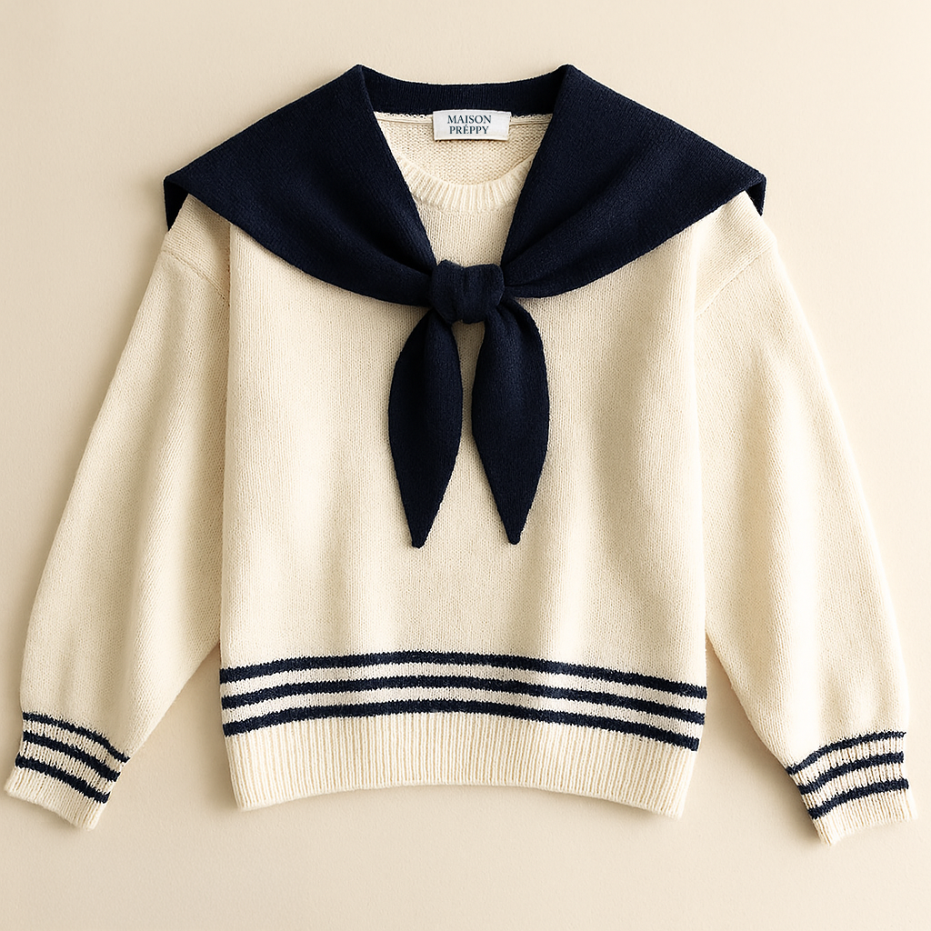Pull femme manches longues col châle couleurs contrastées coupe ample automne hiver | Maison Préppy