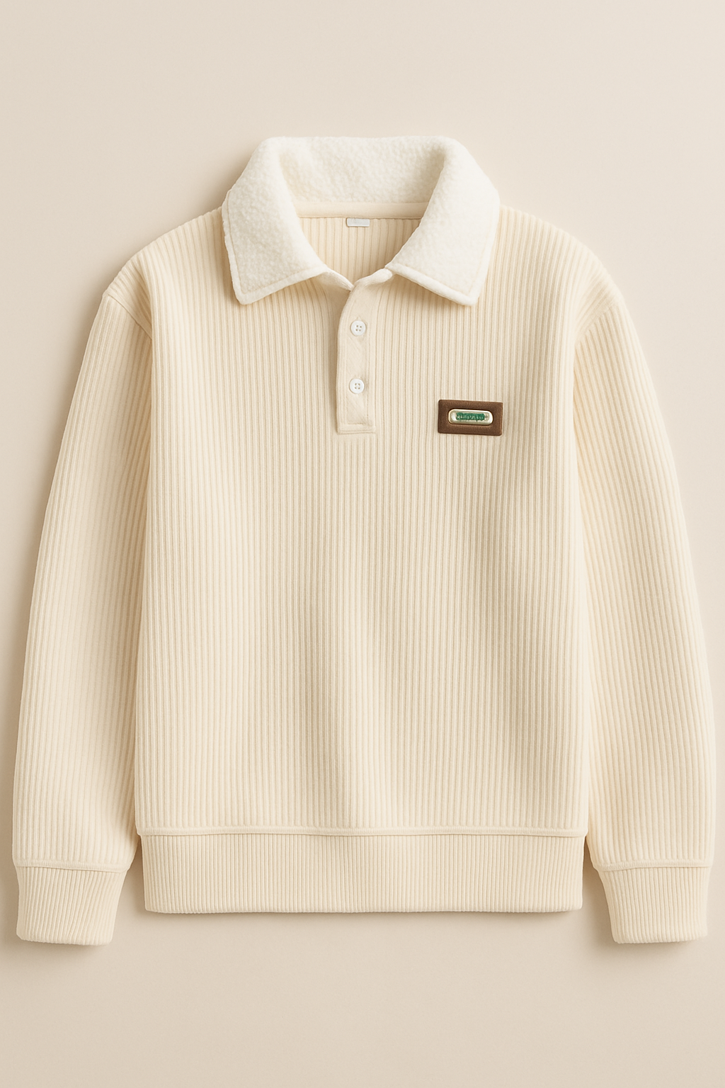 Sweat oversize femme en velours côtelé marron col polo style vintage hiver | Maison Préppy