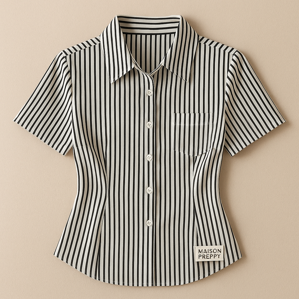 Chemise cintrée femme à rayures style preppy chic printemps été | Maison Préppy