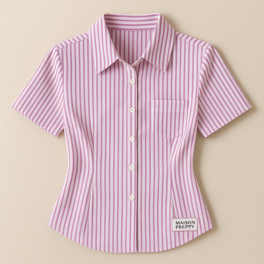 Chemise cintrée femme à rayures style preppy chic printemps été | Maison Préppy