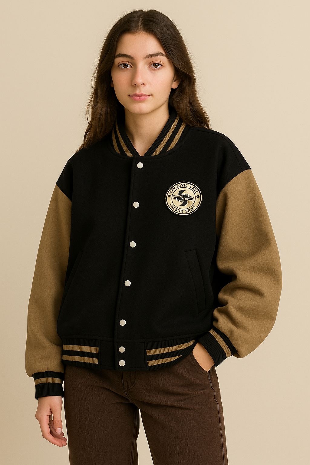 Veste baseball femme brodée coupe loose style rétro chic printemps automne | Maison Préppy