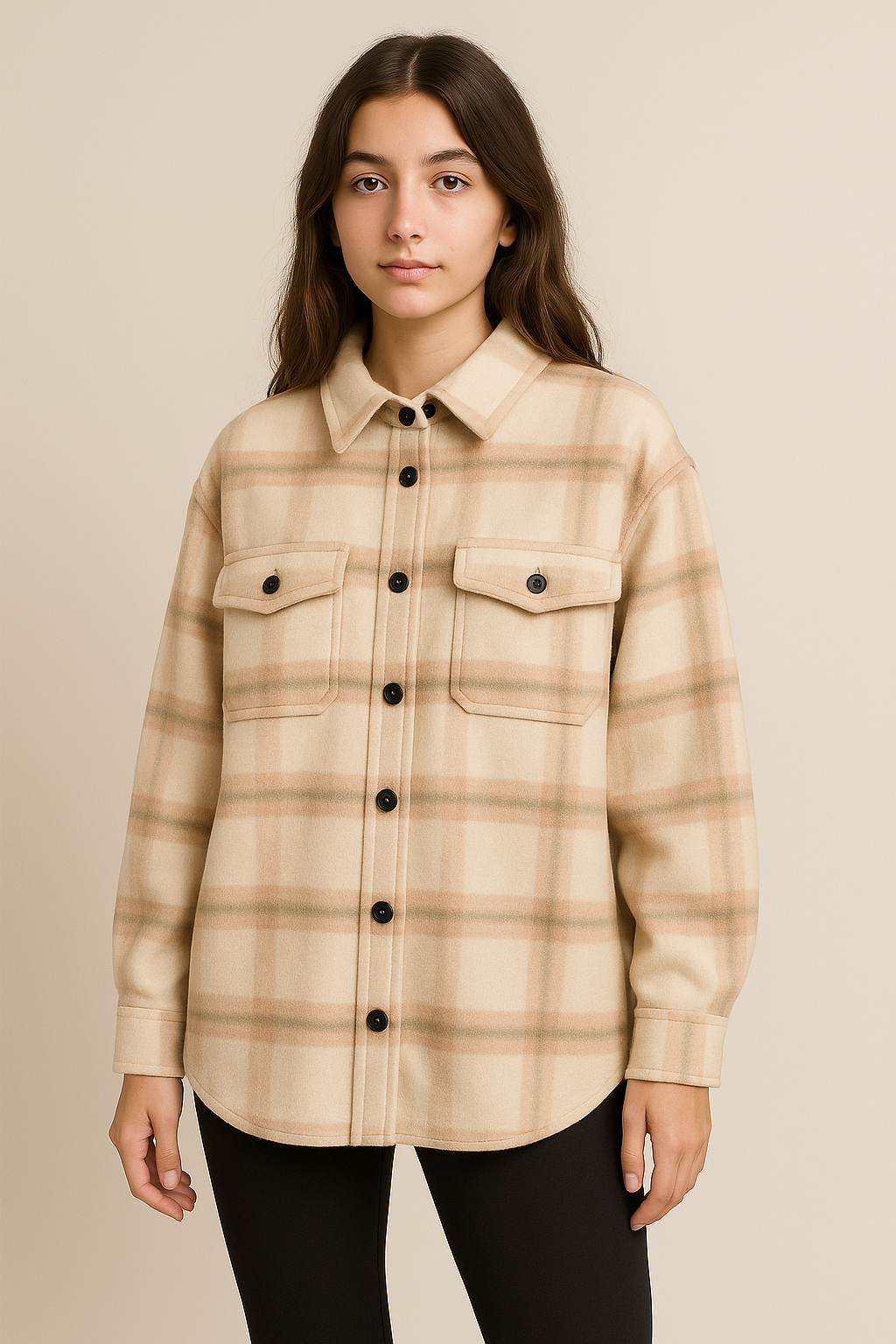 Manteau femme à rayures col chemise coupe loose boutonné automne hiver | Maison Préppy