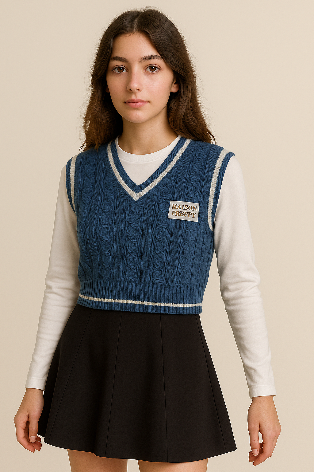 Vest Sweater College British V neck Women Twist Color Vest School Uniform Sweater Women