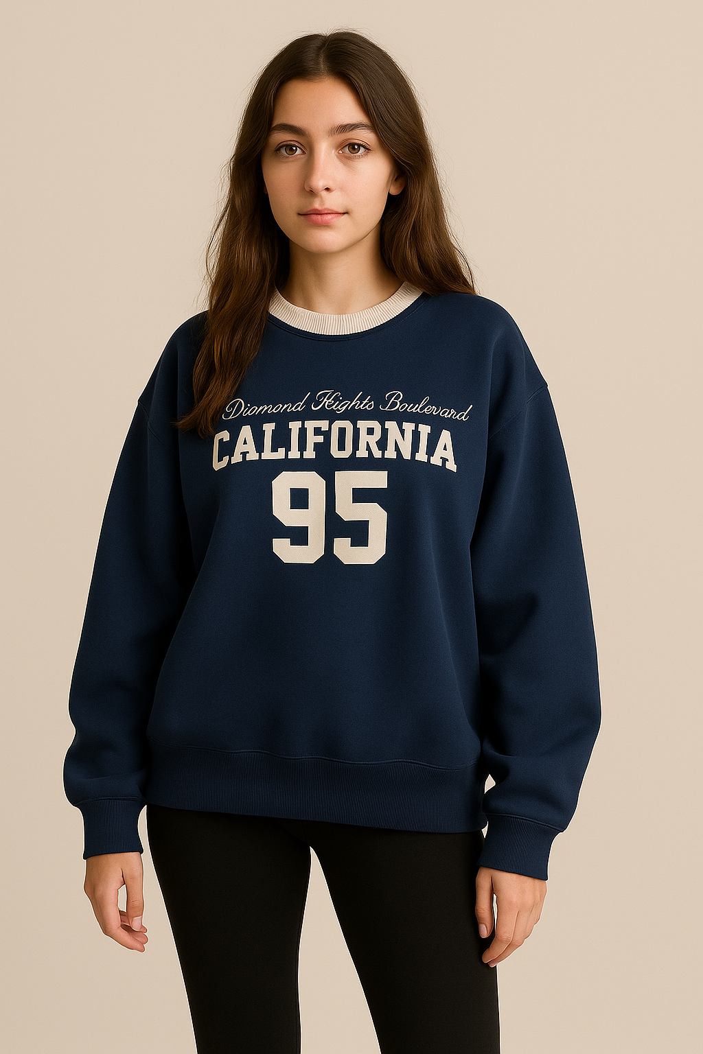 Pull femme col rond à fleurs manches longues coupe loose style preppy automne hiver | Maison Préppy